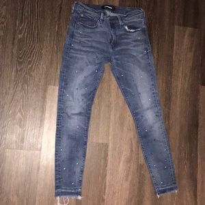 Express 4 Pearl and stone midrise jeggings